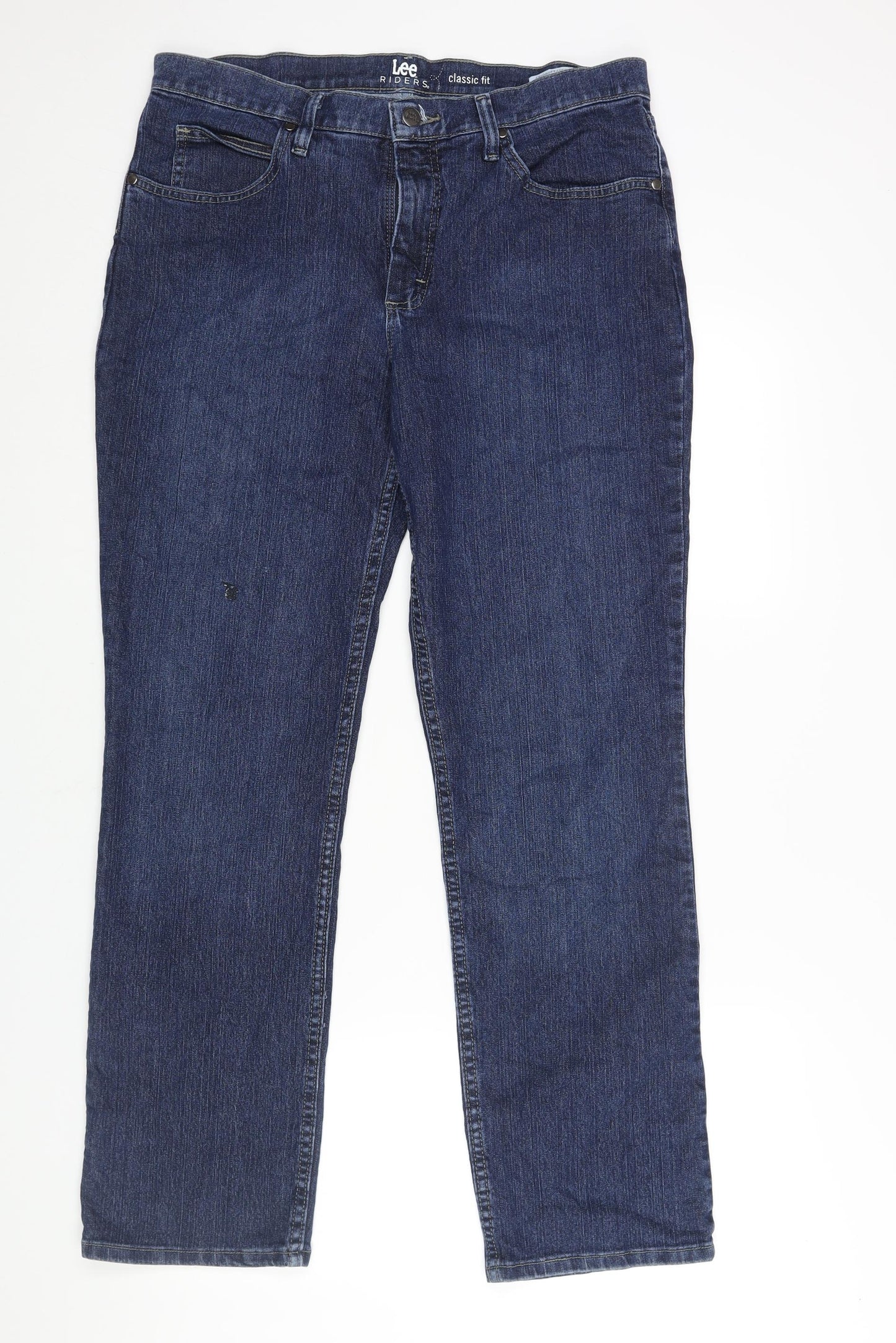 Lee Womens Blue Cotton Straight Jeans Size 12 L31 in Regular Zip