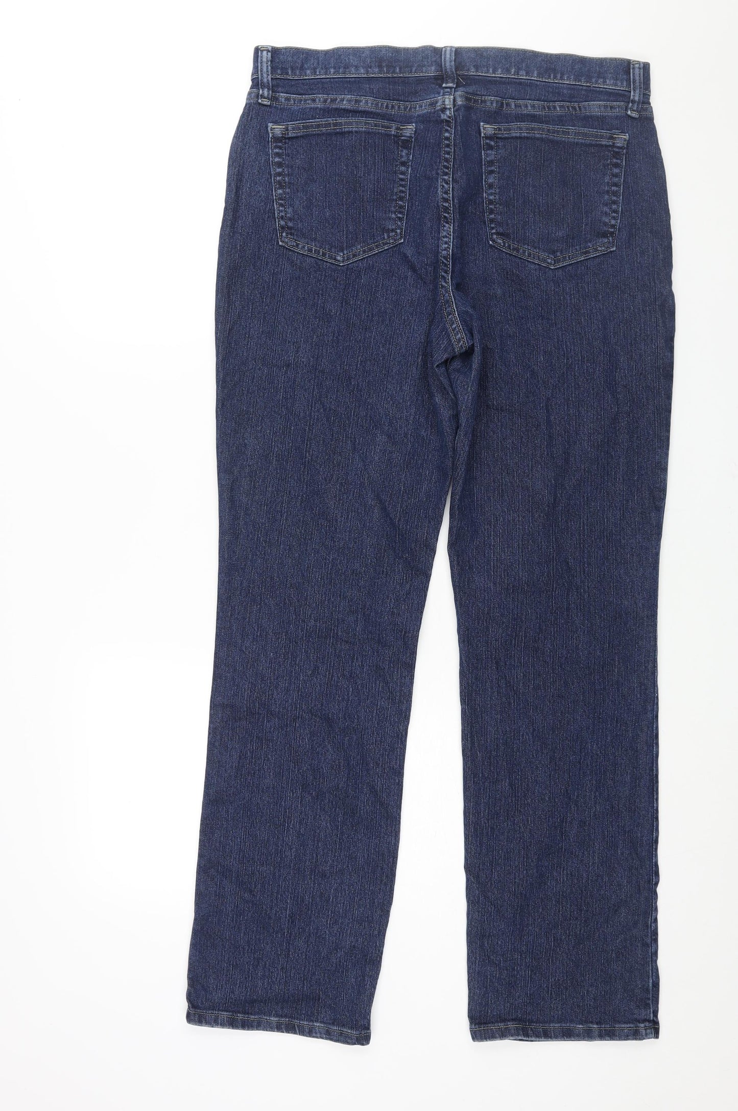 Lee Womens Blue Cotton Straight Jeans Size 12 L31 in Regular Zip