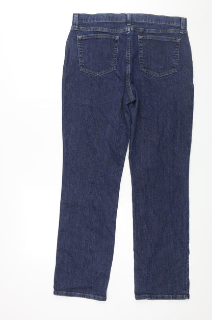 Lee Womens Blue Cotton Straight Jeans Size 12 L31 in Regular Zip
