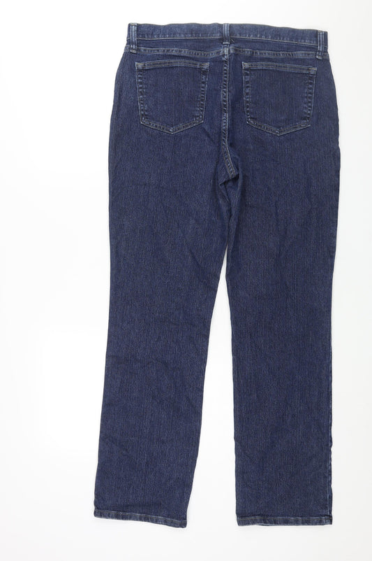 Lee Womens Blue Cotton Straight Jeans Size 12 L31 in Regular Zip