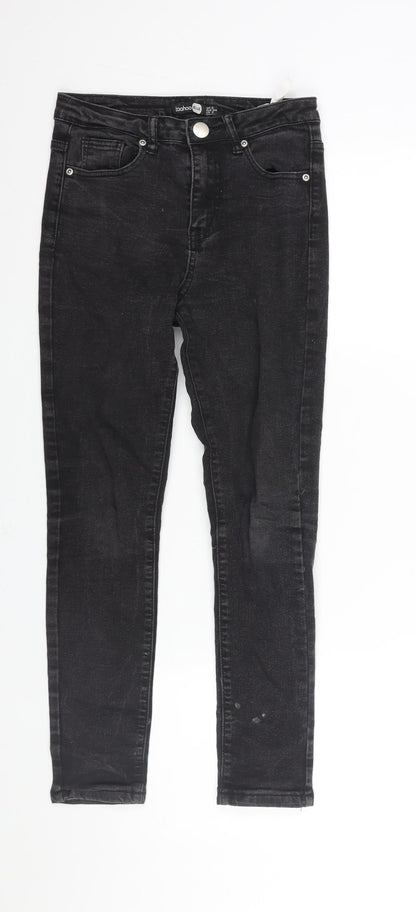 Boohoo Womens Black Cotton Skinny Jeans Size 6 L26 in Regular Zip