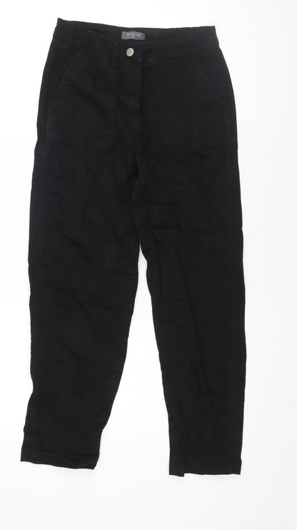 Womens UK Size 8 Papaya Regular Fit Tapered Black Jeans