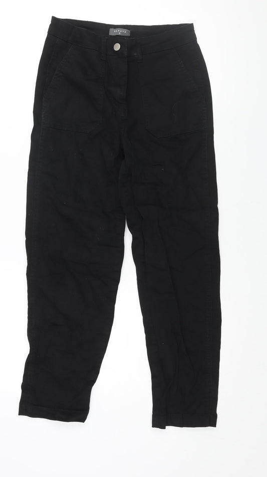 Womens UK Size 8 Papaya Regular Fit Tapered Black Jeans