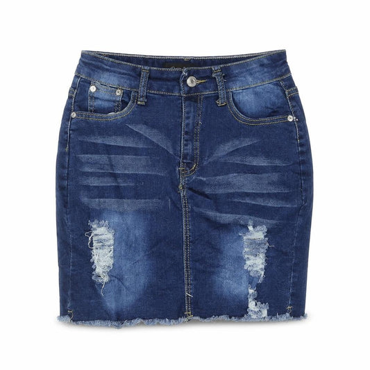 Denim Wise Womens Blue Cotton Straight & Pencil Skirt Size 8 Zip - Distressed Denim