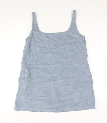 ASOS Womens Blue Cotton Pinafore/Dungaree Dress Size 8 Scoop Neck Pullover