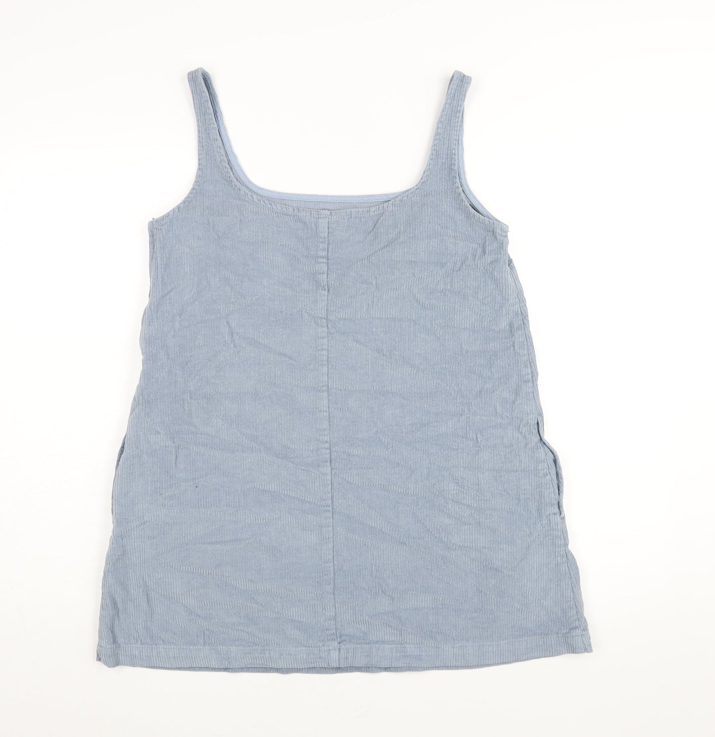 ASOS Womens Blue Cotton Pinafore/Dungaree Dress Size 8 Scoop Neck Pullover