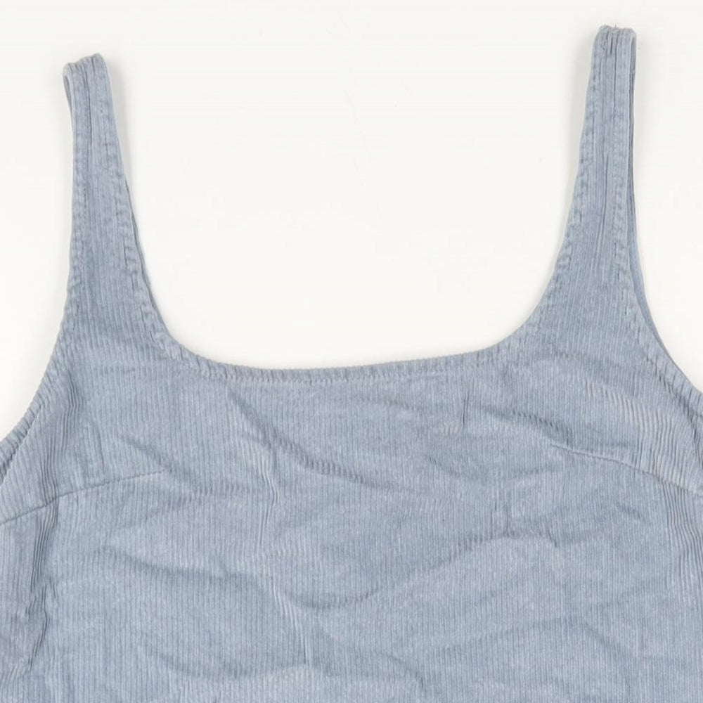 ASOS Womens Blue Cotton Pinafore/Dungaree Dress Size 8 Scoop Neck Pullover