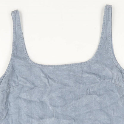 ASOS Womens Blue Cotton Pinafore/Dungaree Dress Size 8 Scoop Neck Pullover
