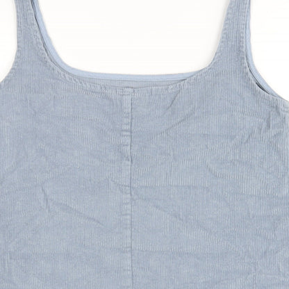 ASOS Womens Blue Cotton Pinafore/Dungaree Dress Size 8 Scoop Neck Pullover