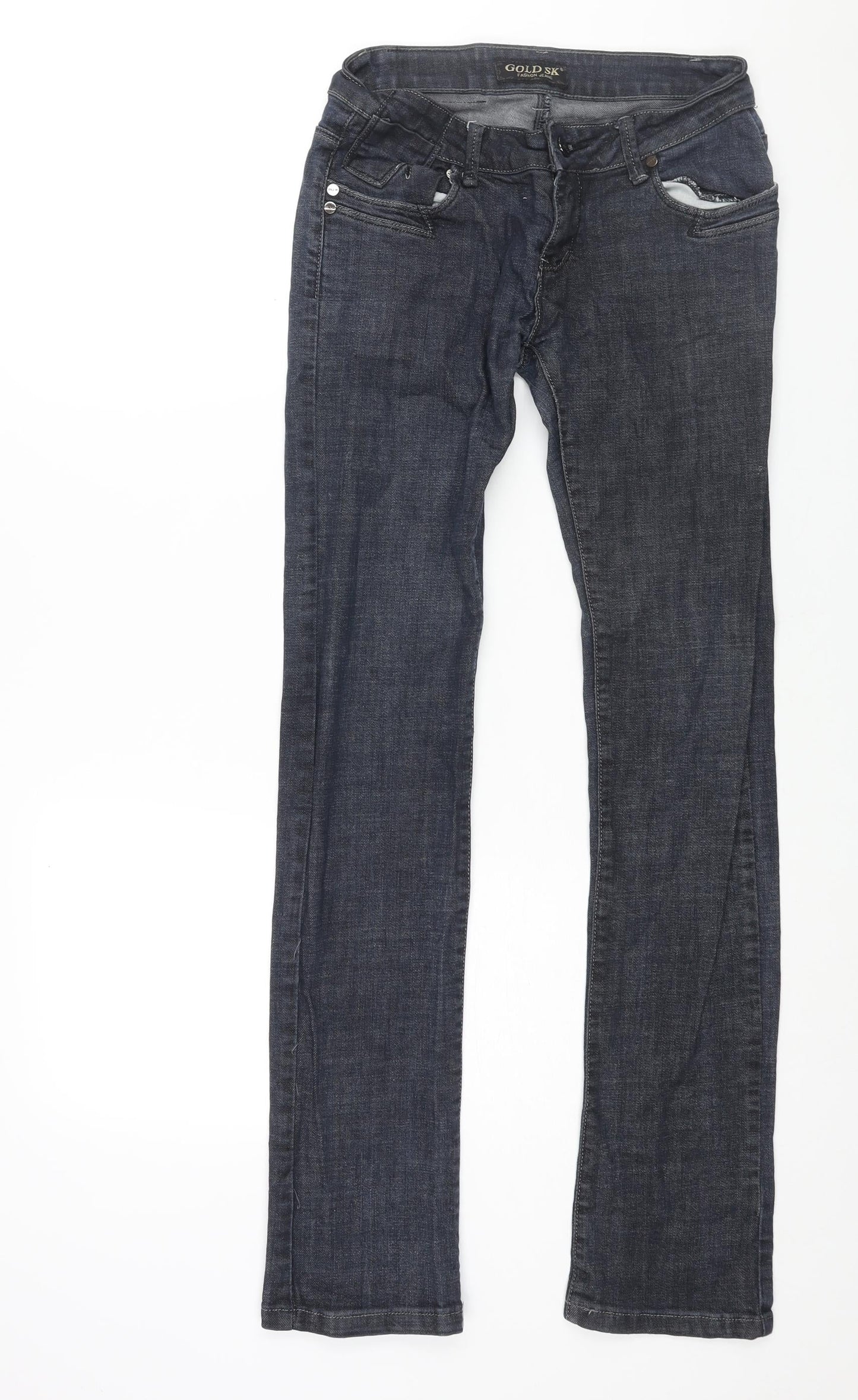Womens UK Size 28 in Gold SK Regular Fit Straight Blue Jeans