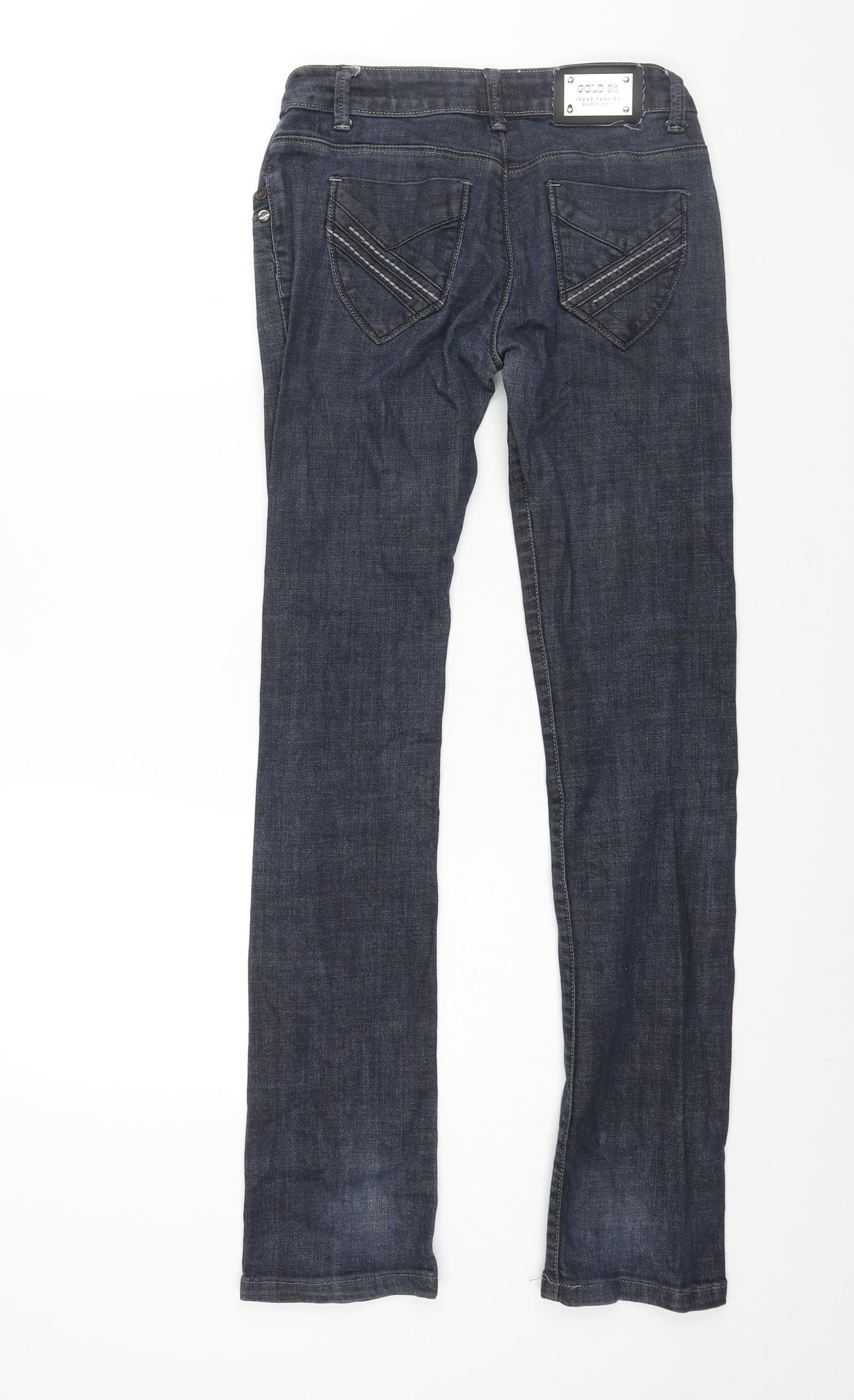 Womens UK Size 28 in Gold SK Regular Fit Straight Blue Jeans