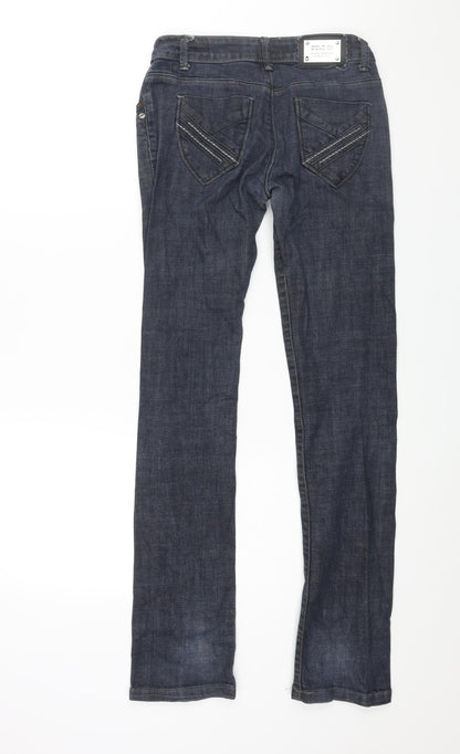Womens UK Size 28 in Gold SK Regular Fit Straight Blue Jeans