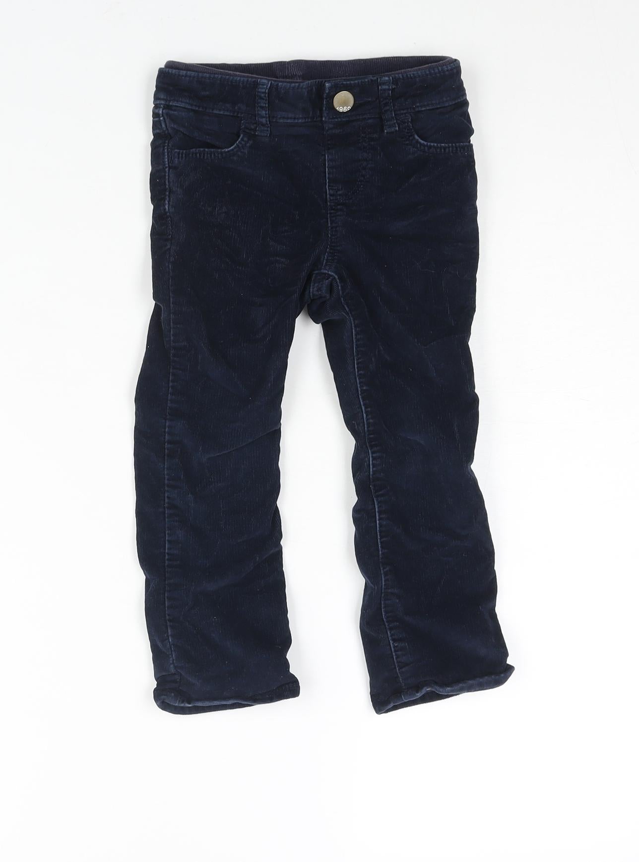 Gap Girls Blue Cotton Chino Trousers Size 3 Years Regular Snap