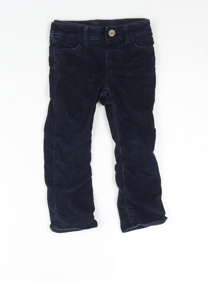 Gap Girls Blue Cotton Chino Trousers Size 3 Years Regular Snap