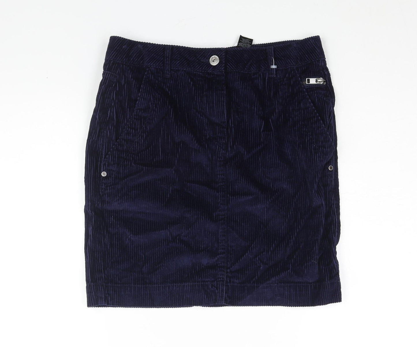 NEXT Womens Blue Cotton Straight & Pencil Skirt Size 8 Zip