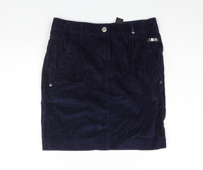 NEXT Womens Blue Cotton Straight & Pencil Skirt Size 8 Zip