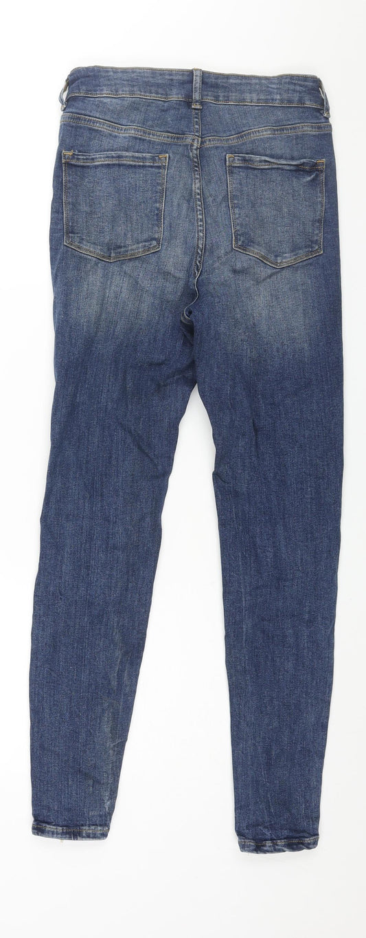 Denim & Co. Womens Blue Cotton Skinny Jeans Size 10 L28 in Regular Zip