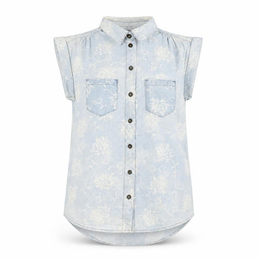Womens UK Size 8 Denim & Co. Blue Basic Button-Up