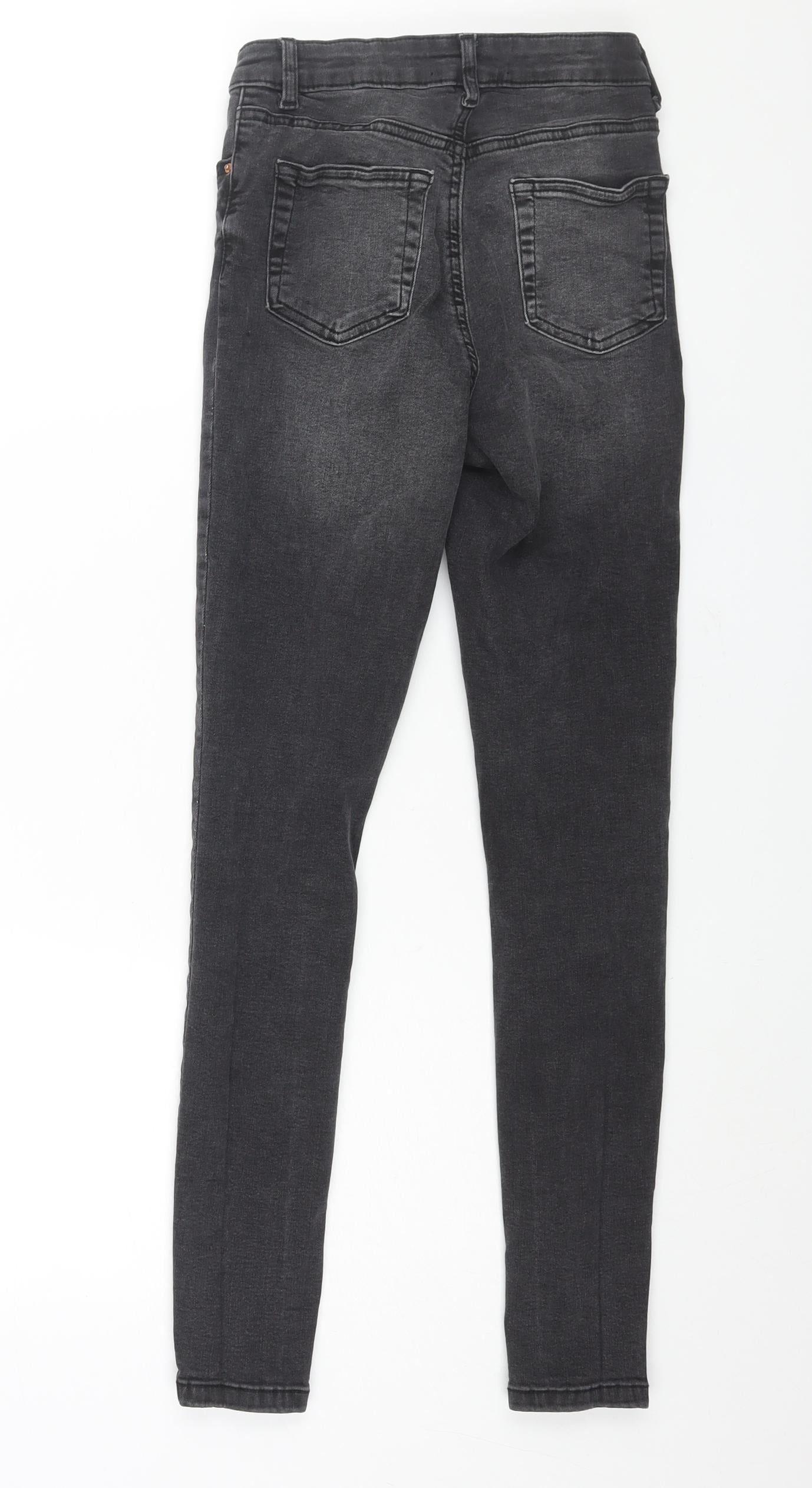 Denim & Co. Womens Grey Cotton Skinny Jeans Size 8 L28 in Regular Zip