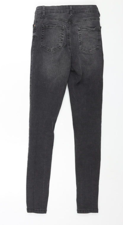 Denim & Co. Womens Grey Cotton Skinny Jeans Size 8 L28 in Regular Zip