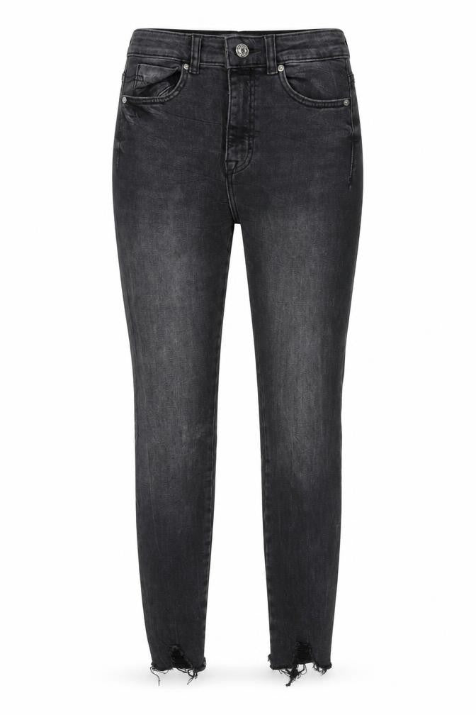 Denim & Co. Womens Grey Cotton Skinny Jeans Size 6 L25 in Regular Zip - Distressed Hems