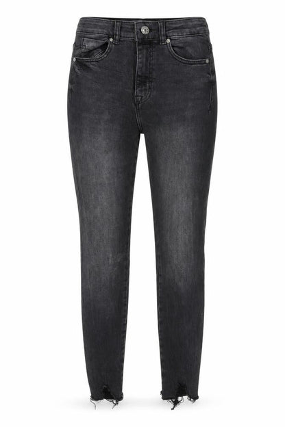 Denim & Co. Womens Grey Cotton Skinny Jeans Size 6 L25 in Regular Zip - Distressed Hems