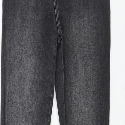 Denim & Co. Womens Grey Cotton Skinny Jeans Size 6 L25 in Regular Zip - Distressed Hems