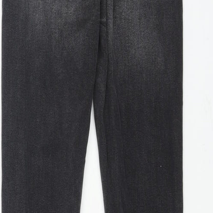 Denim & Co. Womens Grey Cotton Skinny Jeans Size 6 L25 in Regular Zip - Distressed Hems