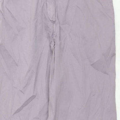 Marks and Spencer Womens Purple Cotton Chino Trousers Size 8 L28 in Regular Zip - Taped Sides