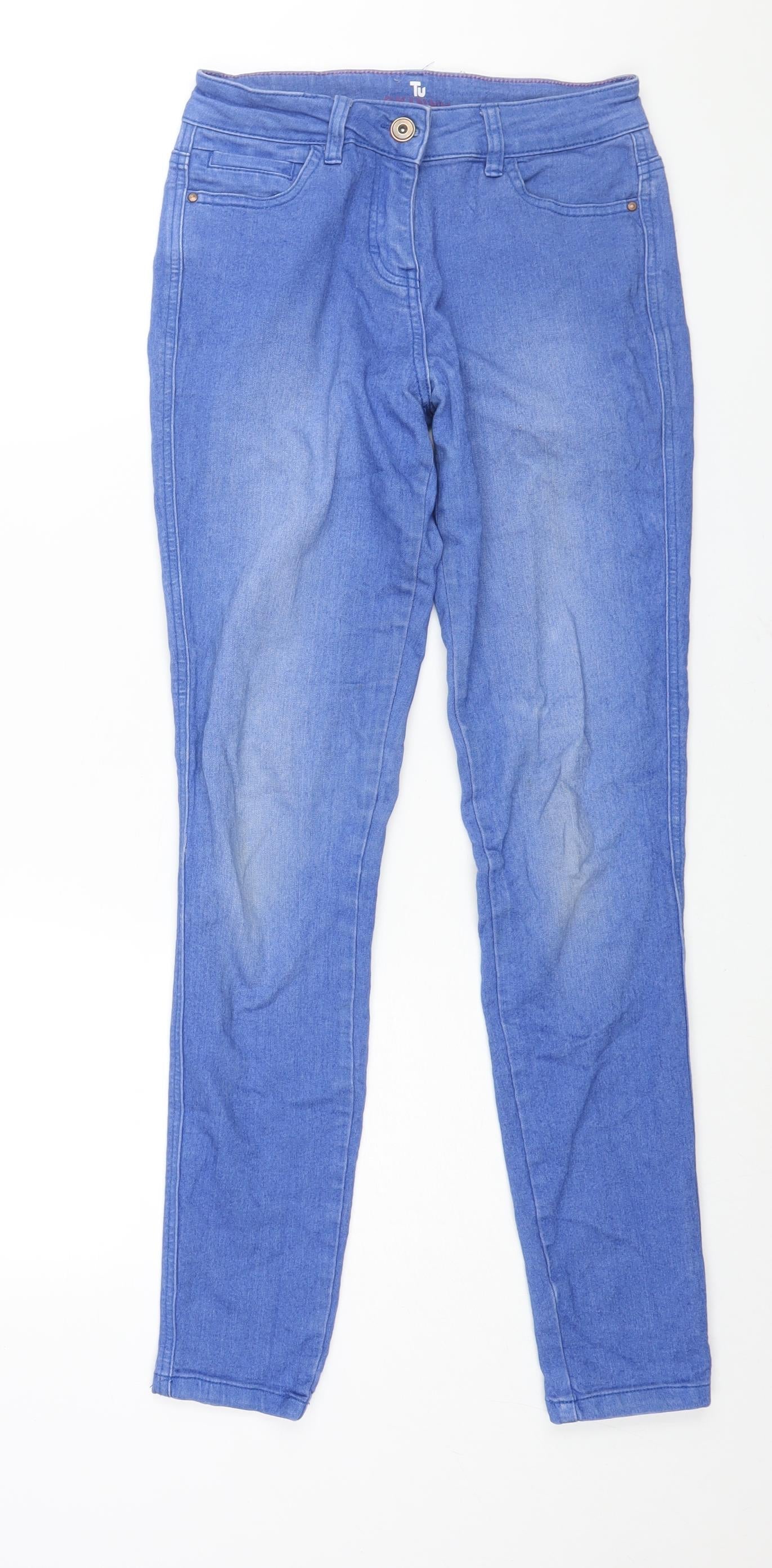 TU Womens Blue Cotton Skinny Jeans Size 10 L30 in Regular Zip