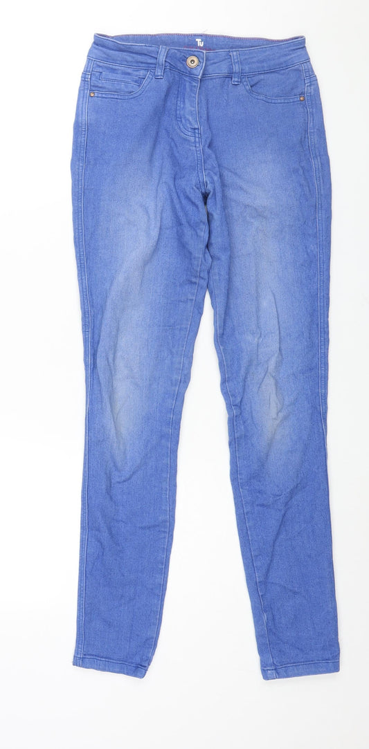 TU Womens Blue Cotton Skinny Jeans Size 10 L30 in Regular Zip