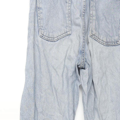 Topshop Womens Blue Cotton Straight Jeans Size 26 in L24 in Regular Zip - Raw Hem