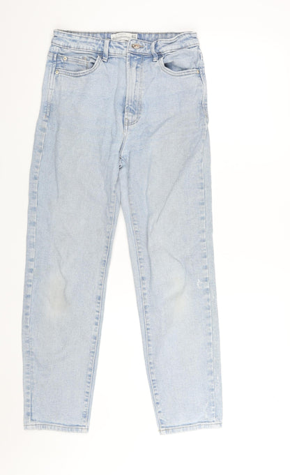 Stradivarius] Womens Blue Cotton Mom Jeans Size 12 L26 in Regular Zip