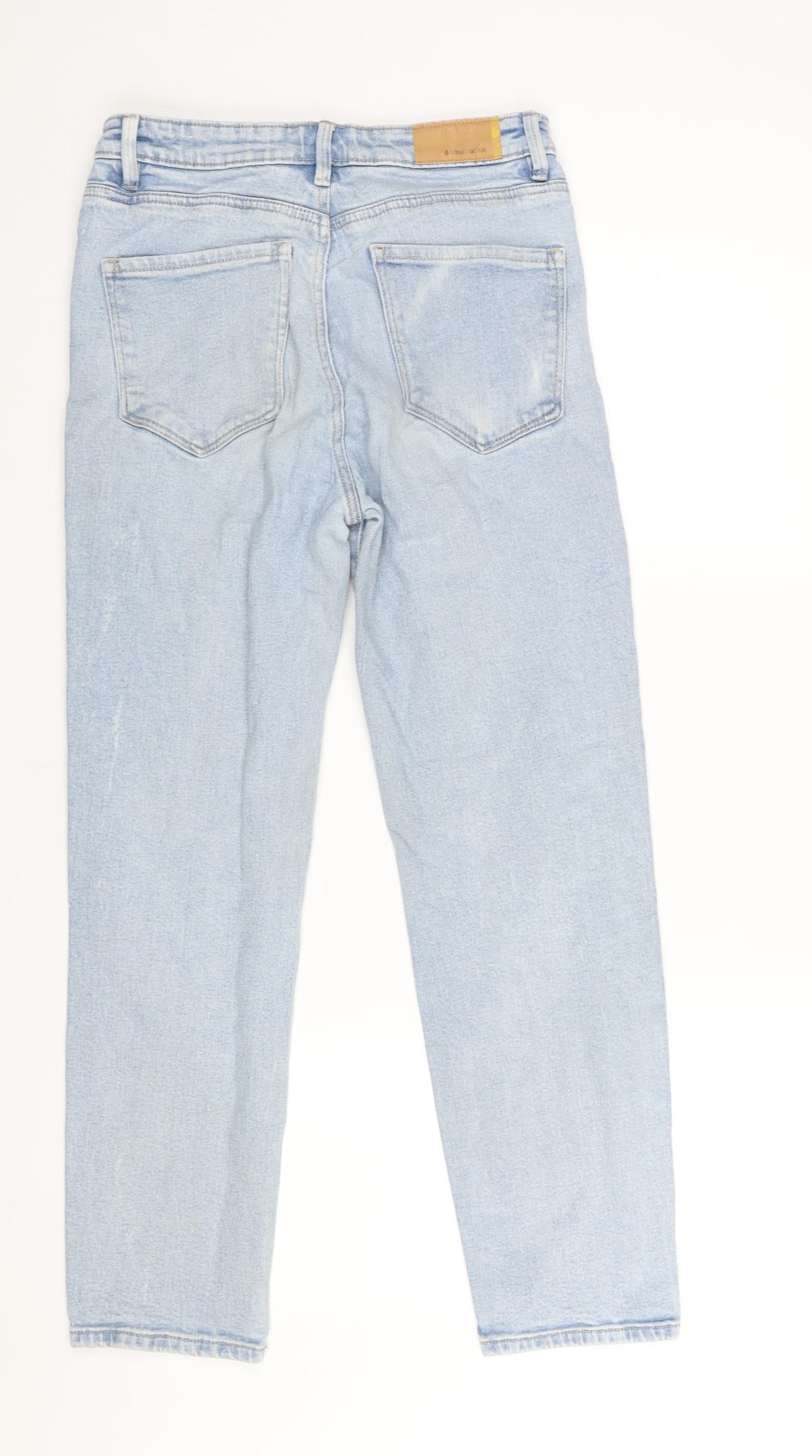 Stradivarius] Womens Blue Cotton Mom Jeans Size 12 L26 in Regular Zip