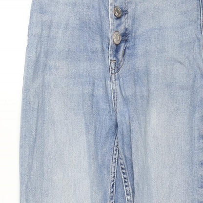 Gap Womens Blue Cotton Straight Jeans Size 10 L26 in Regular Button - Raw Hem