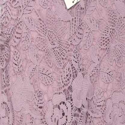 Club London Womens Purple Polyester Shift Size 12 Round Neck Pullover - Lace Front