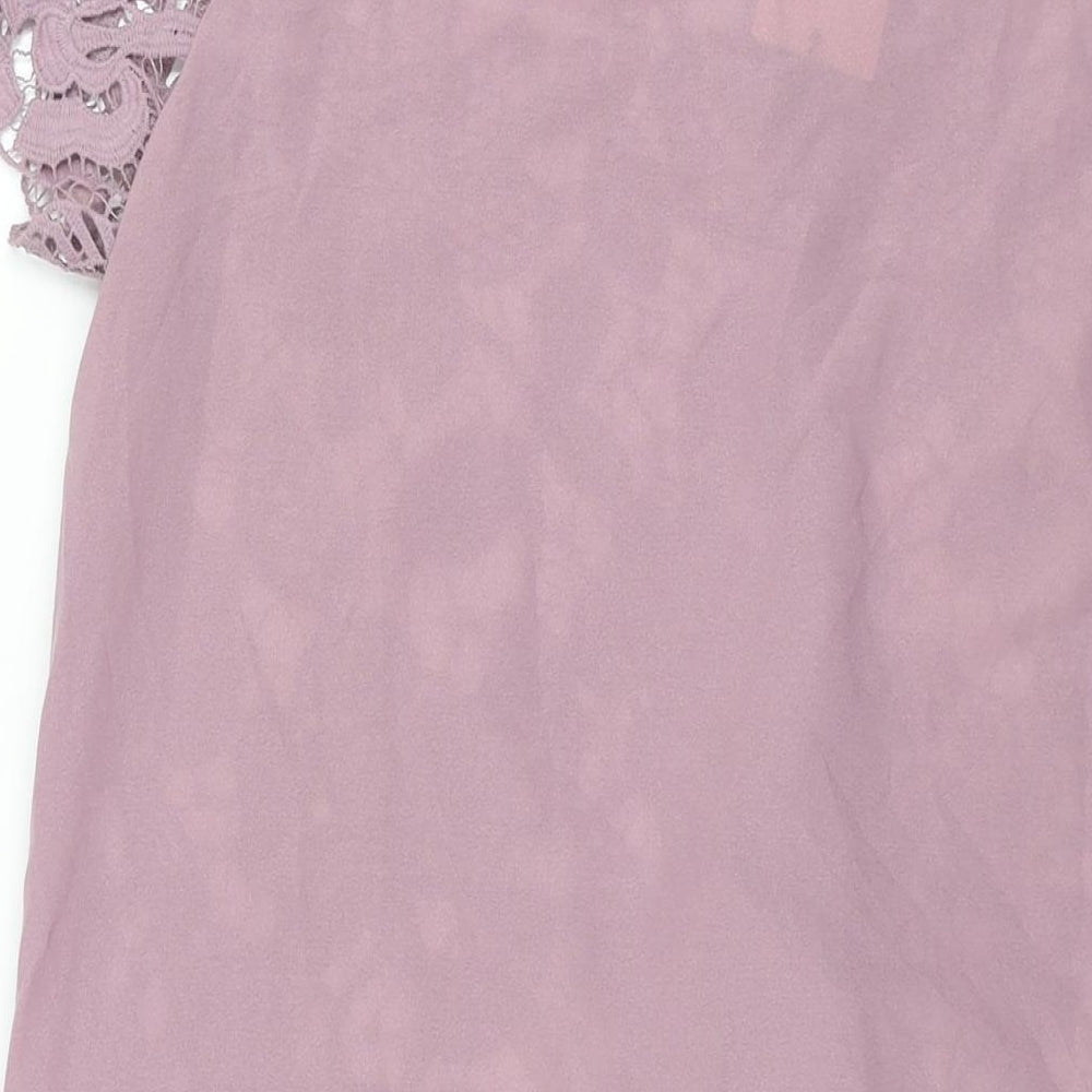 Club London Womens Purple Polyester Shift Size 12 Round Neck Pullover - Lace Front