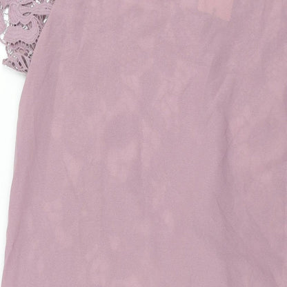 Club London Womens Purple Polyester Shift Size 12 Round Neck Pullover - Lace Front