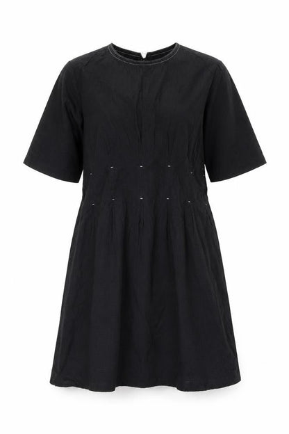 Front view of Kin women’s beige cotton a-line, size UK 16, round neck zip - textured