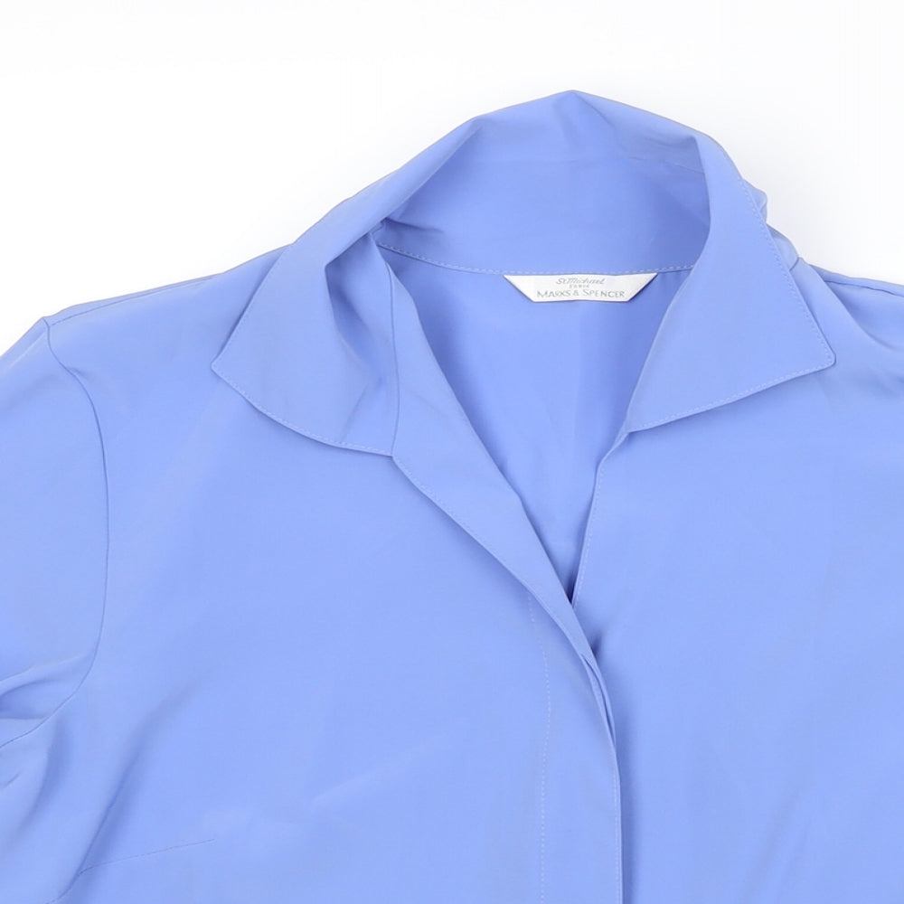 Womens UK Size 10 St Michael Blue Basic Button-Up