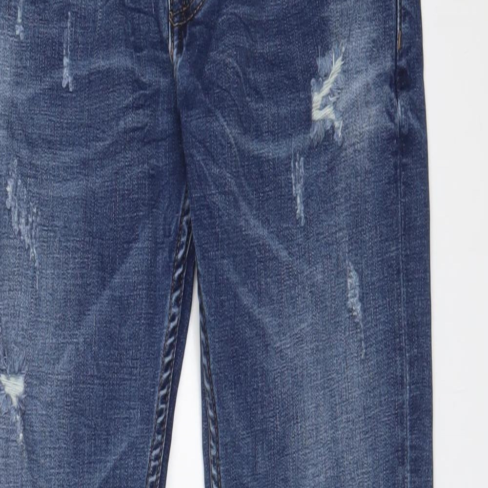 Leo Gutti Jeans Mens Blue Cotton Skinny Jeans Size 32 in L33 in Regular Button - Long Leg