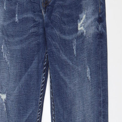 Leo Gutti Jeans Mens Blue Cotton Skinny Jeans Size 32 in L33 in Regular Button - Long Leg