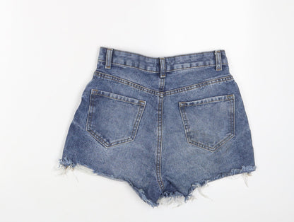 Denim & Co. Womens Blue Cotton Basic Shorts Size 8 Regular Zip