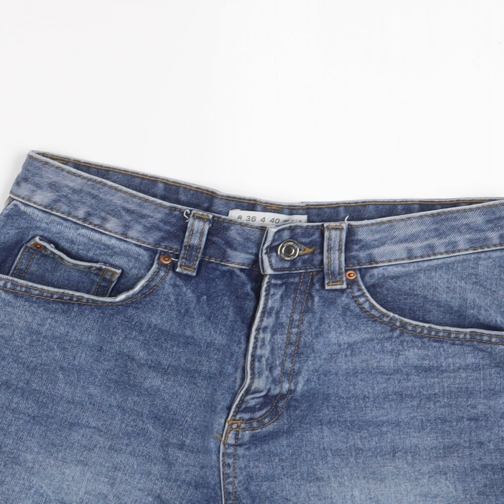 Denim & Co. Womens Blue Cotton Basic Shorts Size 8 Regular Zip