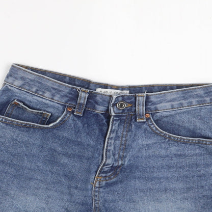 Denim & Co. Womens Blue Cotton Basic Shorts Size 8 Regular Zip