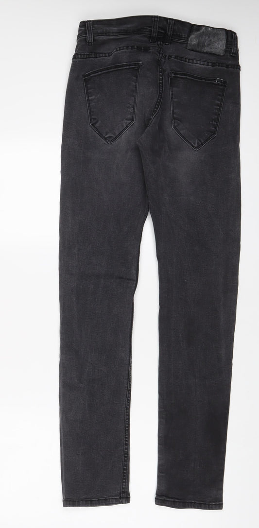 Funky buddha Mens Grey Cotton Skinny Jeans Size 30 in L32 in Regular Button