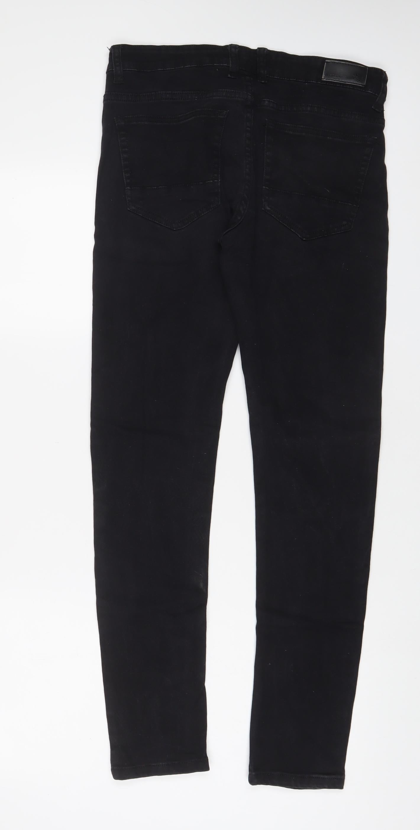 Leo Gutti Jeans Mens Black Cotton Skinny Jeans Size 30 in L30 in Regular Button