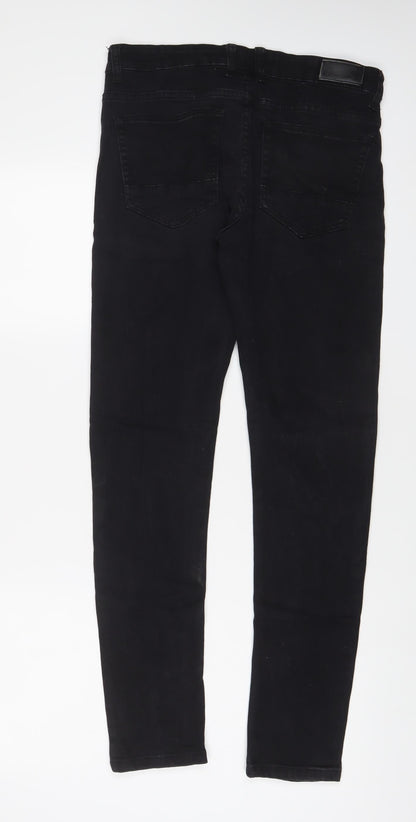 Leo Gutti Jeans Mens Black Cotton Skinny Jeans Size 30 in L30 in Regular Button