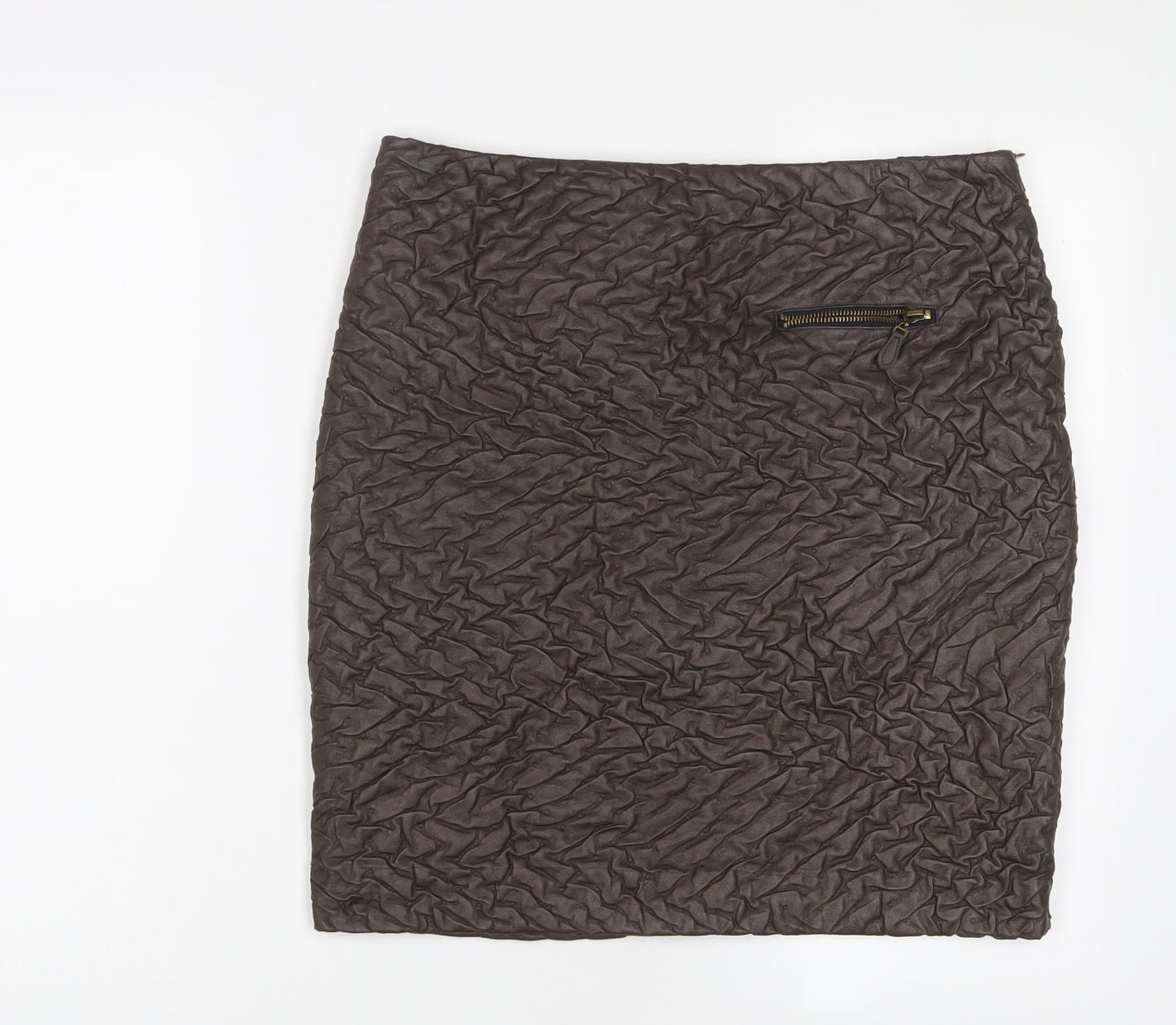 Javier Simorra Womens Brown Polyester A-Line Skirt Size 32 in Zip