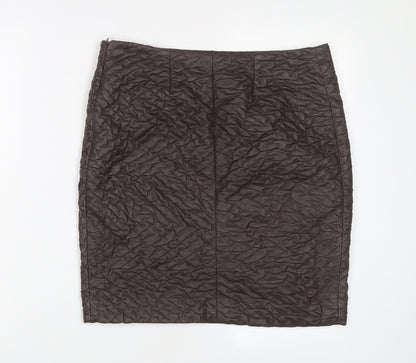 Javier Simorra Womens Brown Polyester A-Line Skirt Size 32 in Zip